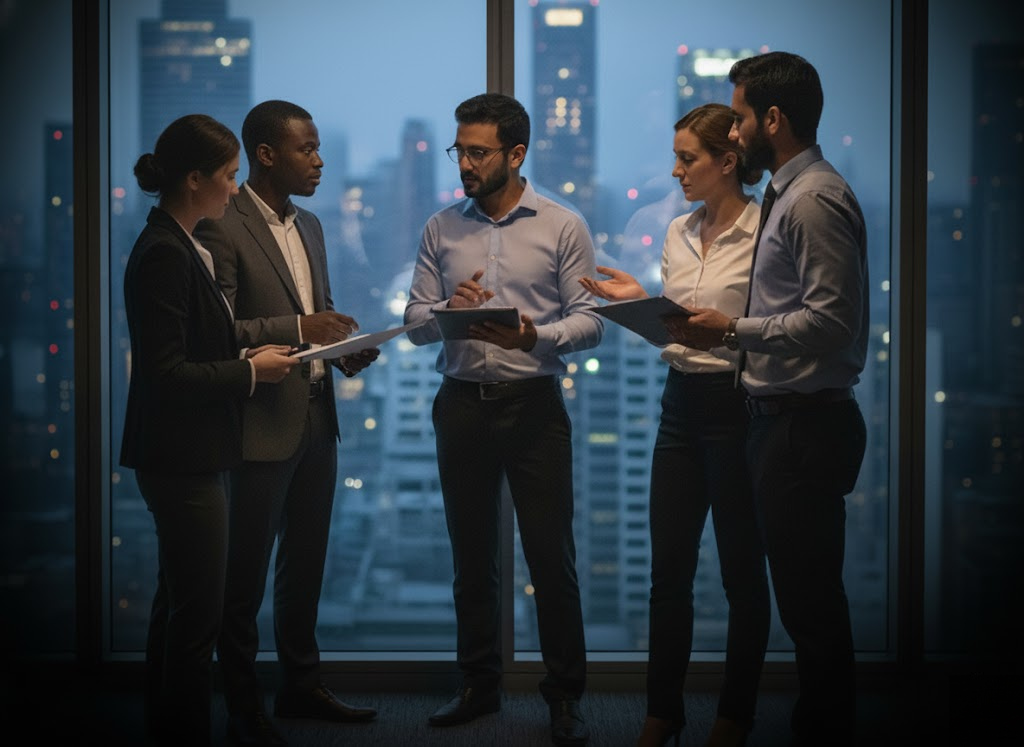 Business leaders collaborating